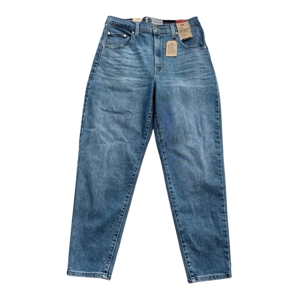 Silver Tab High Waisted Mom Jeans Women Size 29x27 Blue Denim Tapered New